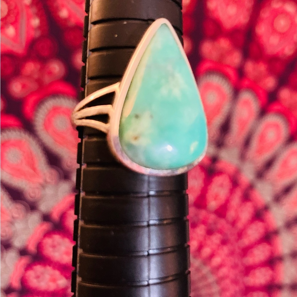 Turquoise Teardrop Ring W/ Solid Sterling Silver - image 3